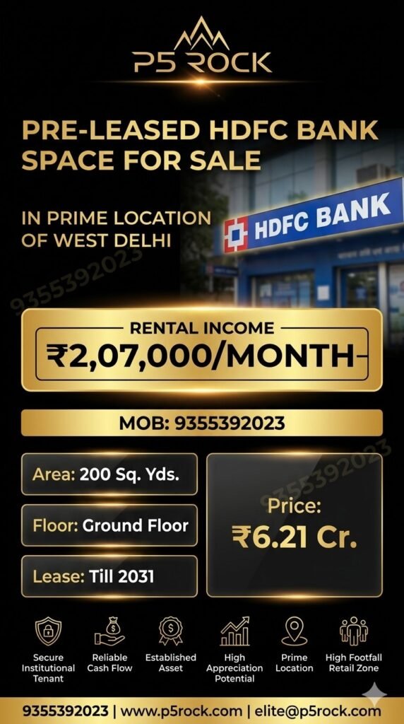 Pre-Leased HDFC Bank Space – West Delhi