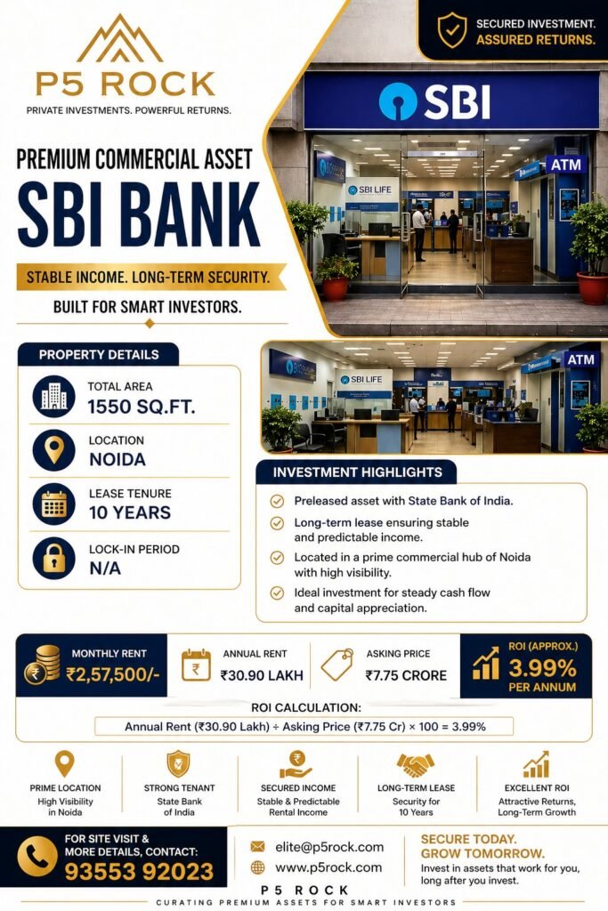 PRE-LEASED SBI BANK | HIGH-INCOME COMMERCIAL ASSET IN NOIDA