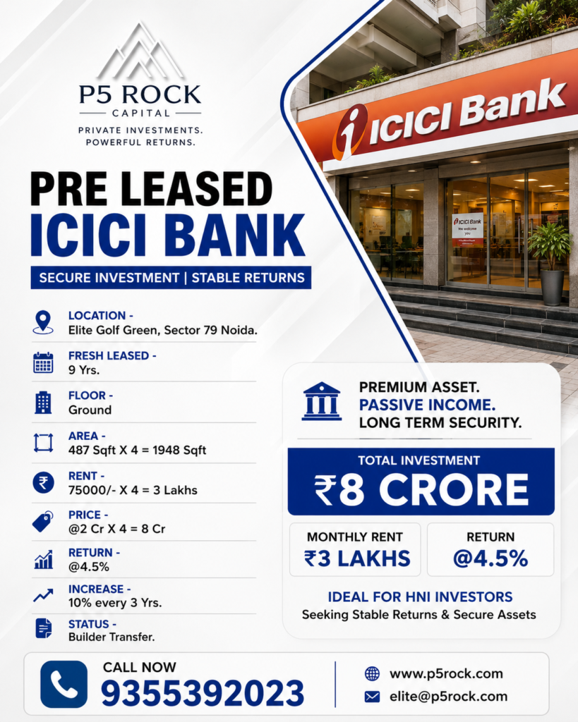 PRE-LEASED ICICI BANK SPACE FOR SALE