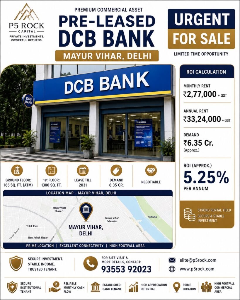 DCB Bank Pre-Leased Commercial Property | Mayur Vihar, Delhi