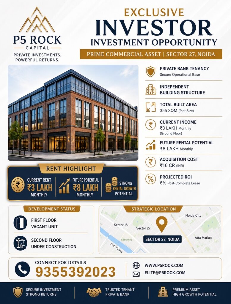Prime Commercial Asset with Private Bank Tenancy | Sector 27, Noida